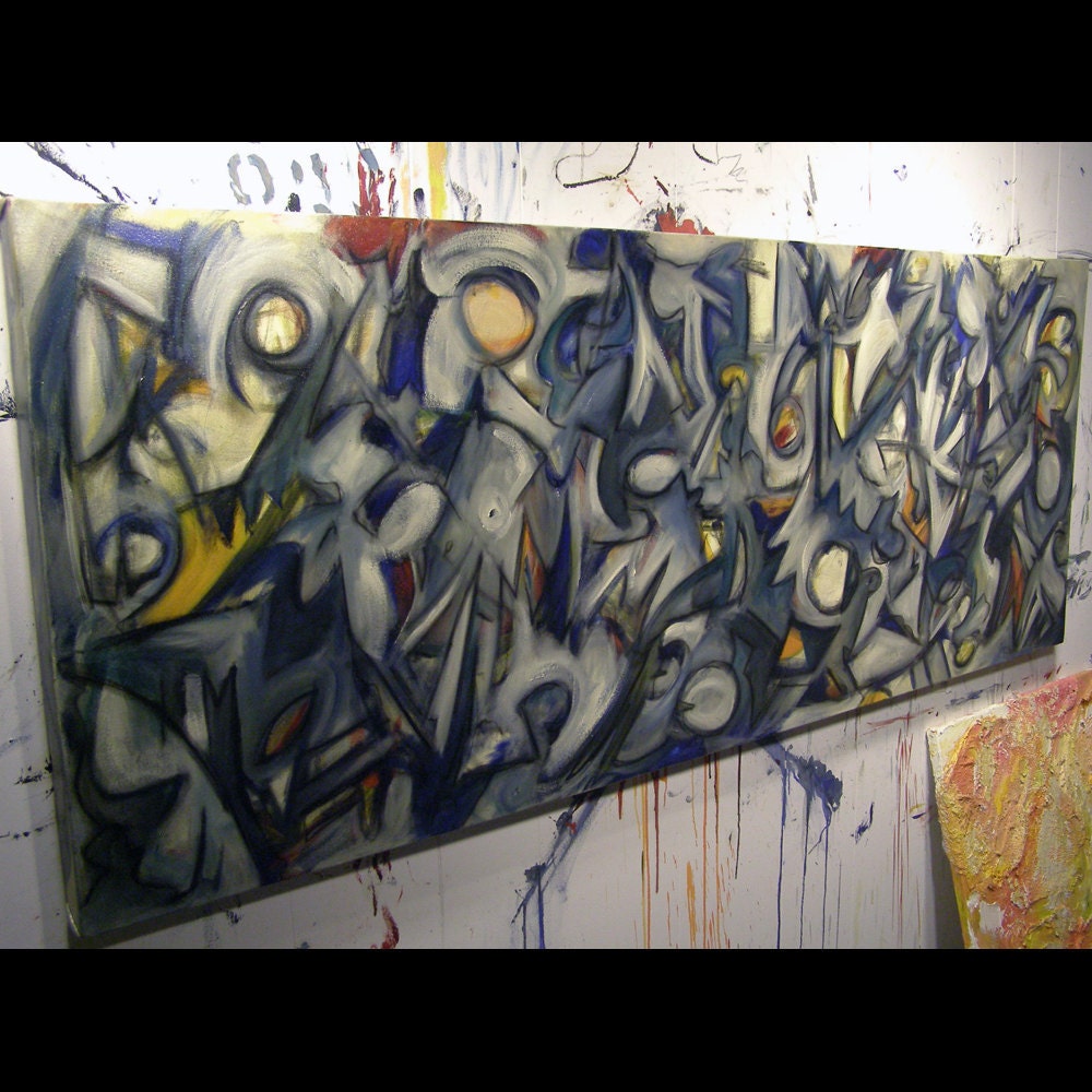 Recon 72 x 28 inch abstract expressionism
