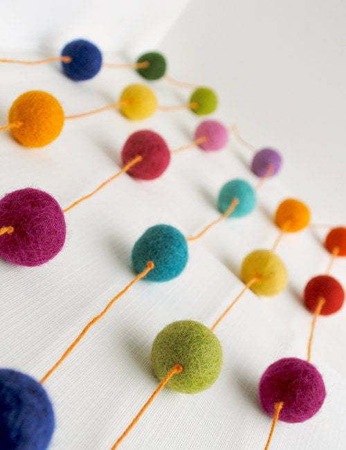 Rainbow Wool Ball Garland