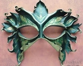 Sculpted Leather Mask - Lady Of The Leaves - beadmask