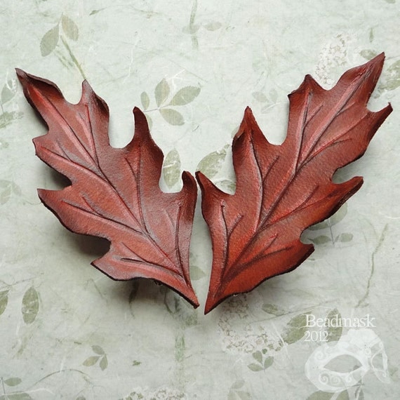 Autumn Oak Leather Leaf Barrette In Earthy Browns