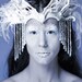 Snow Queen Leather Headdress with Beaded Jewels and Veil - Winter Crown, Bridal Headpiece