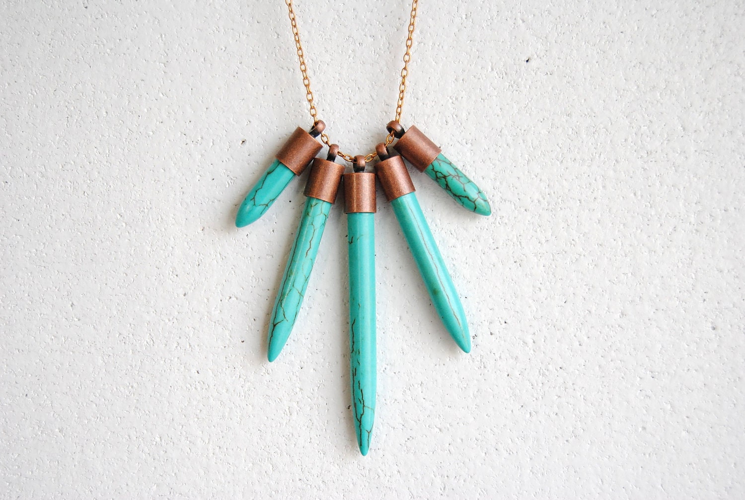 Turquoise Dagger Necklace - Handmade Tribal Jewelry - Free Shipping in the US - Summer Fashion
