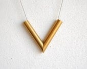 Brass V Necklace - Handmade Jewelry - Free Shipping in the US - Summer Fashion