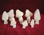 Mushrooms/Toadstools, Set of 12,  Unfinished Pine Cutouts