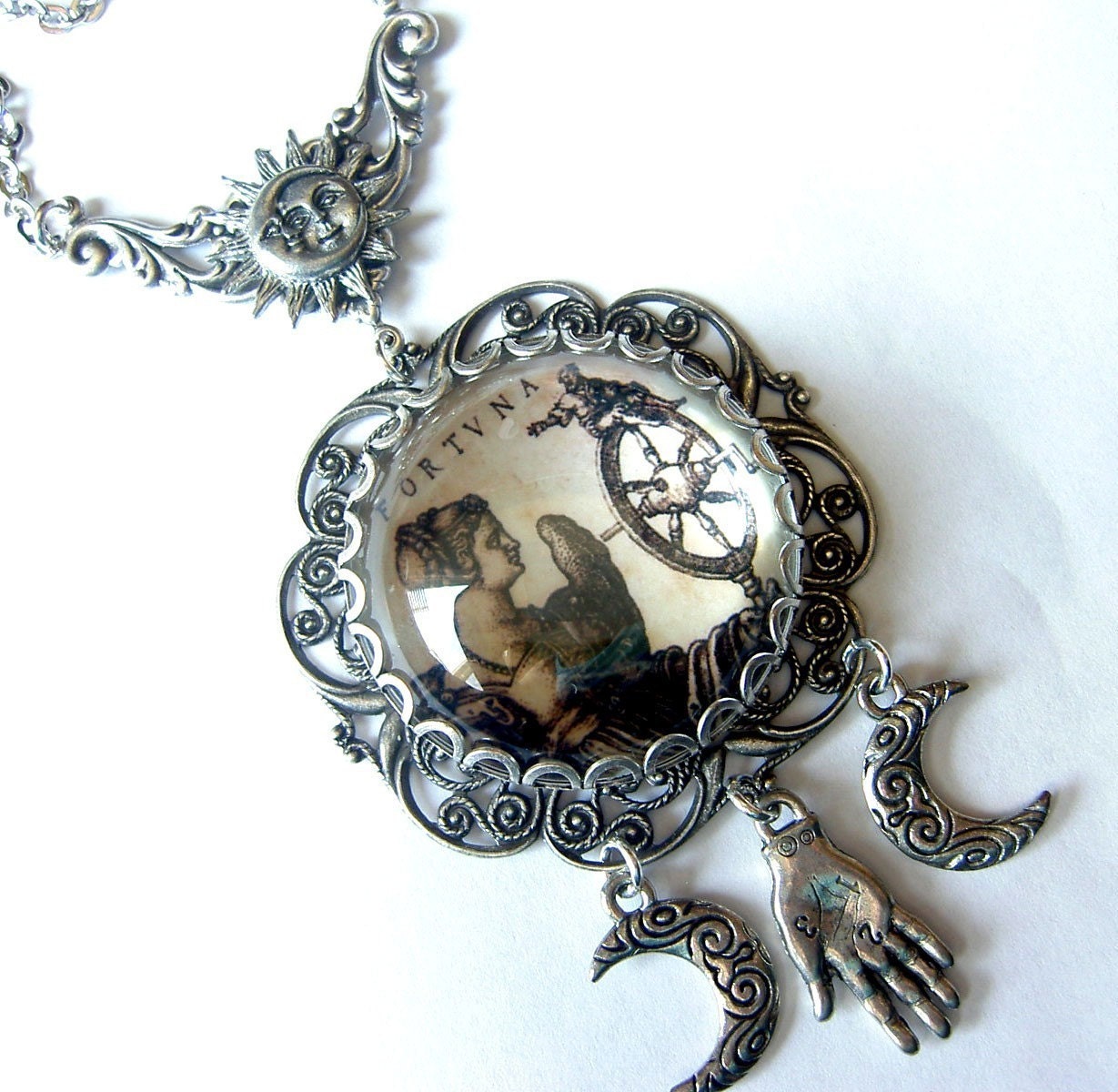 Wheel of Fortune Tarot Card Necklace - Carnivale Mystickal