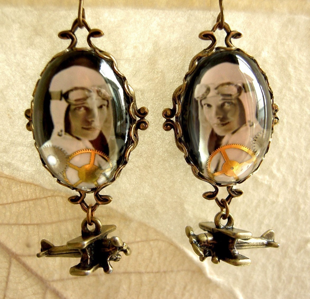 The Aviatrix - Amelia Earhart Steampunk Earrings