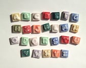 Relief Porcelain Letter Mosaic Tiles "Chunky" Set of 10