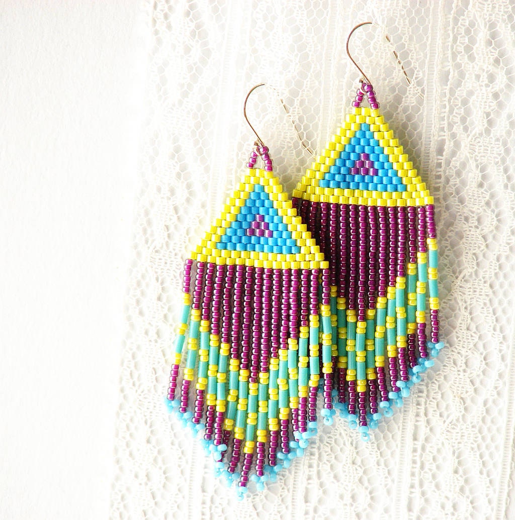 Fringe Benefits - Bead Woven Earrings