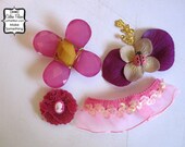 Decoden Embellishments - 4 pcs - Ruby Violet by Prima Flowers, Scrapbooking jewelry design