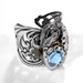 Steampunk Ring ART DECO Watch Aqua Crystal - Delicate Filigree Scroll Adjustable Silver Band STUNNING Gift - Steampunk Jewelry by edmdesigns