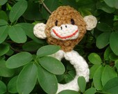 Eco-friendly Baby-safe Crocheted Organic Cotton Baby Rattle--Mr. Monkey