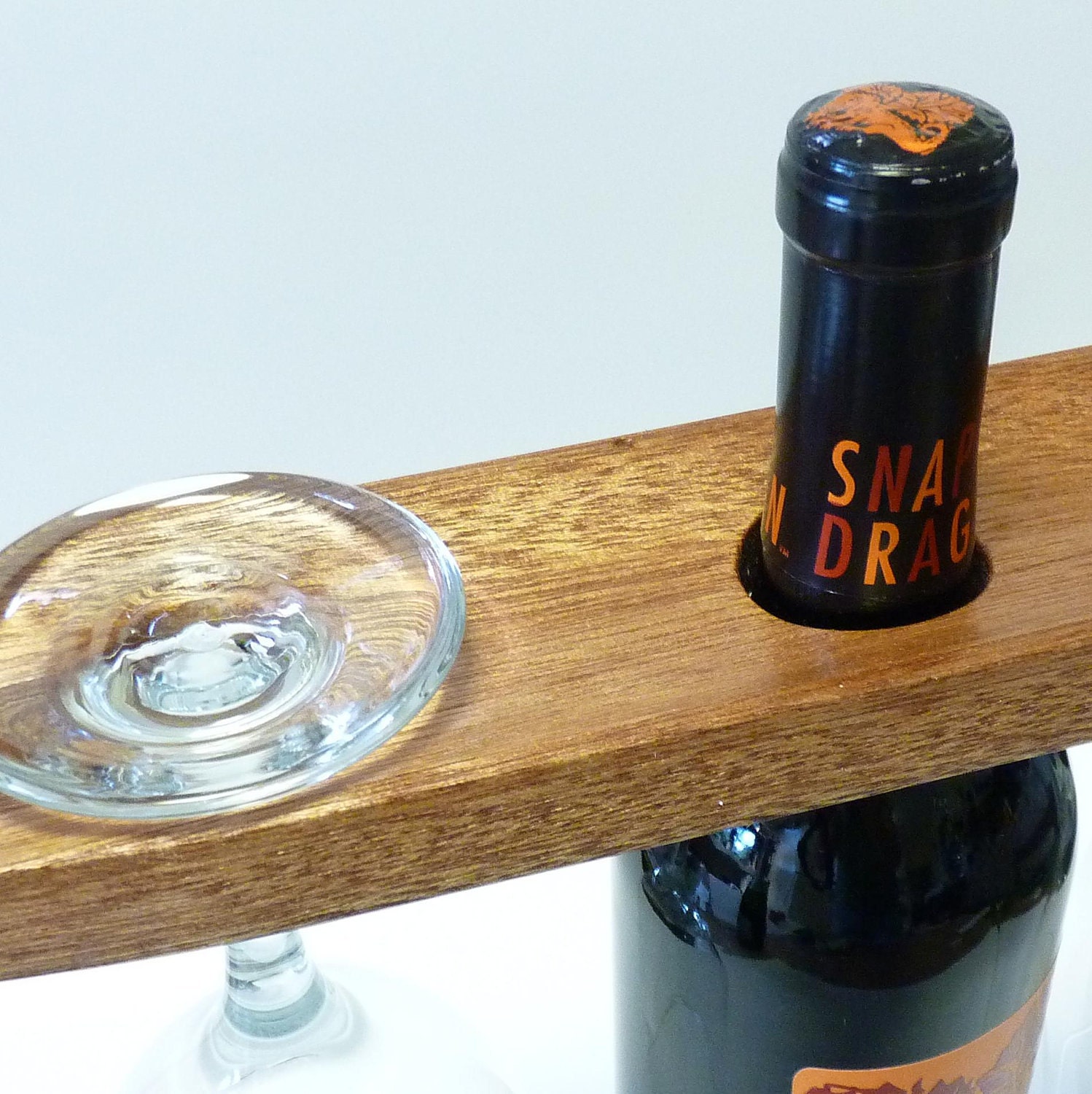 Reclaimed Wood Eco Friendly Wine Bottle Holder and Glass Caddy In Mahogany