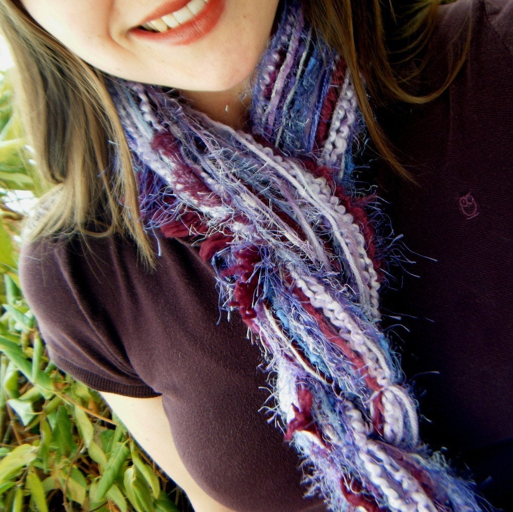 Amethyst Scarf with Lavender, Purple Fringe Scarf, Lilac, Maroon, Burgundy - Fringe O Rama Purple Scarf, Handmade in the USA Accessories