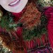 Hand Knit Scarf & Photo Prop with Fringe, Red, Brown and Green 'Cedar Forest'