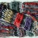 Sally from Nightmare Before Christmas' Favorite Colors - Handknit Patchwork Scarf in Grey, Yellow, Orange-Red, Purple and Green