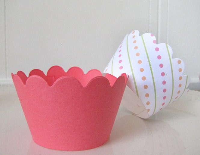 Coral Pink Cupcake Wrappers