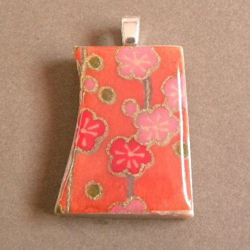 Half Price Pretty Blossoms Chiyogami and Polymer Clay Pendant