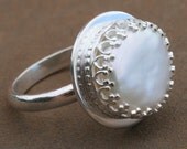 Tudor Pearl Ring, Sterling Silver, Freshwater Pearl