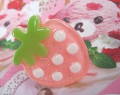 SALE Big pink glitter strawberry ring