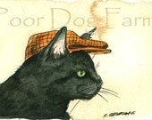 Black Cat in a Hat - 5 x 7 print