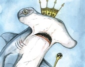Hammerhead Shark Queen 5 x 7  (an original hand painted queen)