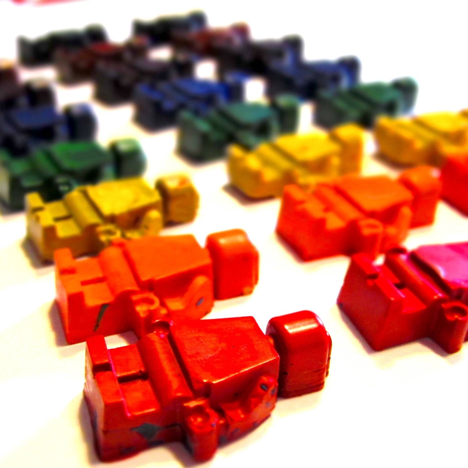 Recycled Crayons - Building Block Men Rainbow Crayons (Set of 8 Recycled Crayons)