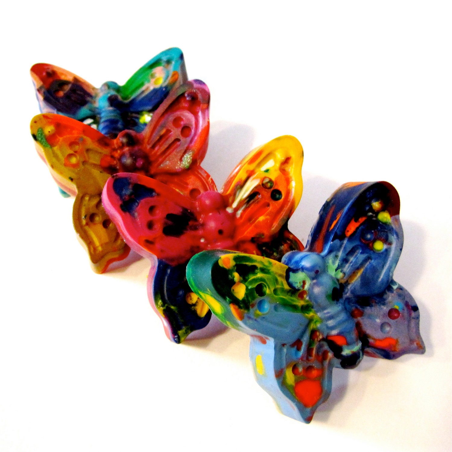 Recycled Rainbow Crayons - Jumbo Butterfly Rainbow Crayons (Set of 3 Recycled Crayons)