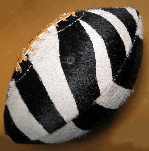 LEATHER HEAD Hairy American Football, Zebra.