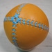 LEMON BALL Vintage style lemon peel baseball.  Tan leather with turquoise stitches