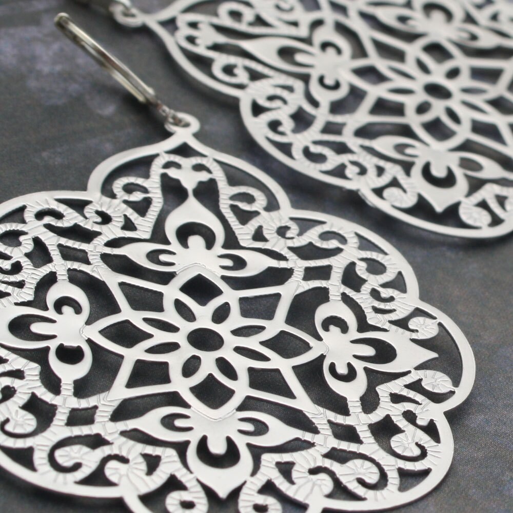 Kaleidoscope Chandelier Earrings,  Silver Chandelier Earrings, Large Silver Drop Earrings, Big Chandelier Earrings