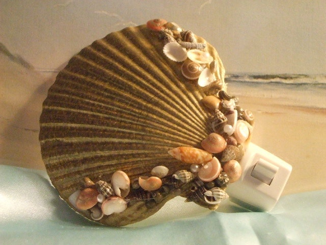 Gold  Seashell Night Light-Outlet Cover- Switch Plate Covers