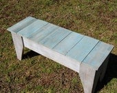 Coffee Table Beyond The Pale Bench Aqua Blue and White Turquoise Bench Wood Furniture Wood Table Small Entry Bench