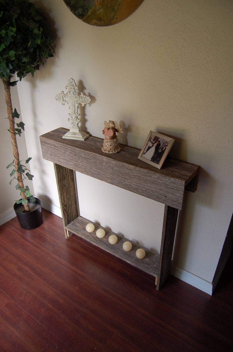 Farmhouse Wood Console table. Reclaimed Wood Table. Country Entry Table. Eco Friendly Furniture. Thin Entry Table.
