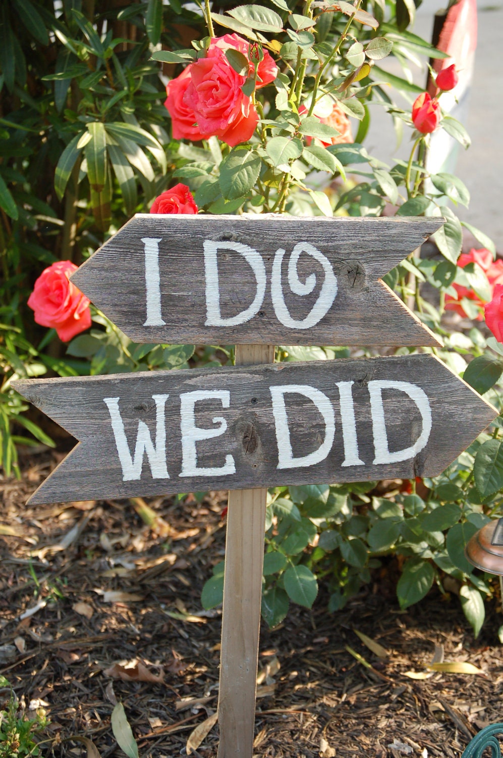 I do We Did Wedding Signs Directional Arrow Sign Painted Wedding Signs. Rustic Wedding signs, Wood Wedding Signs