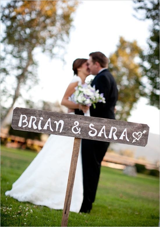 Rustic Wedding Sign on a Stake... His and Her Names. SAVE THE DATE Sign. Eco Wedding Decor. Country Weddings.
