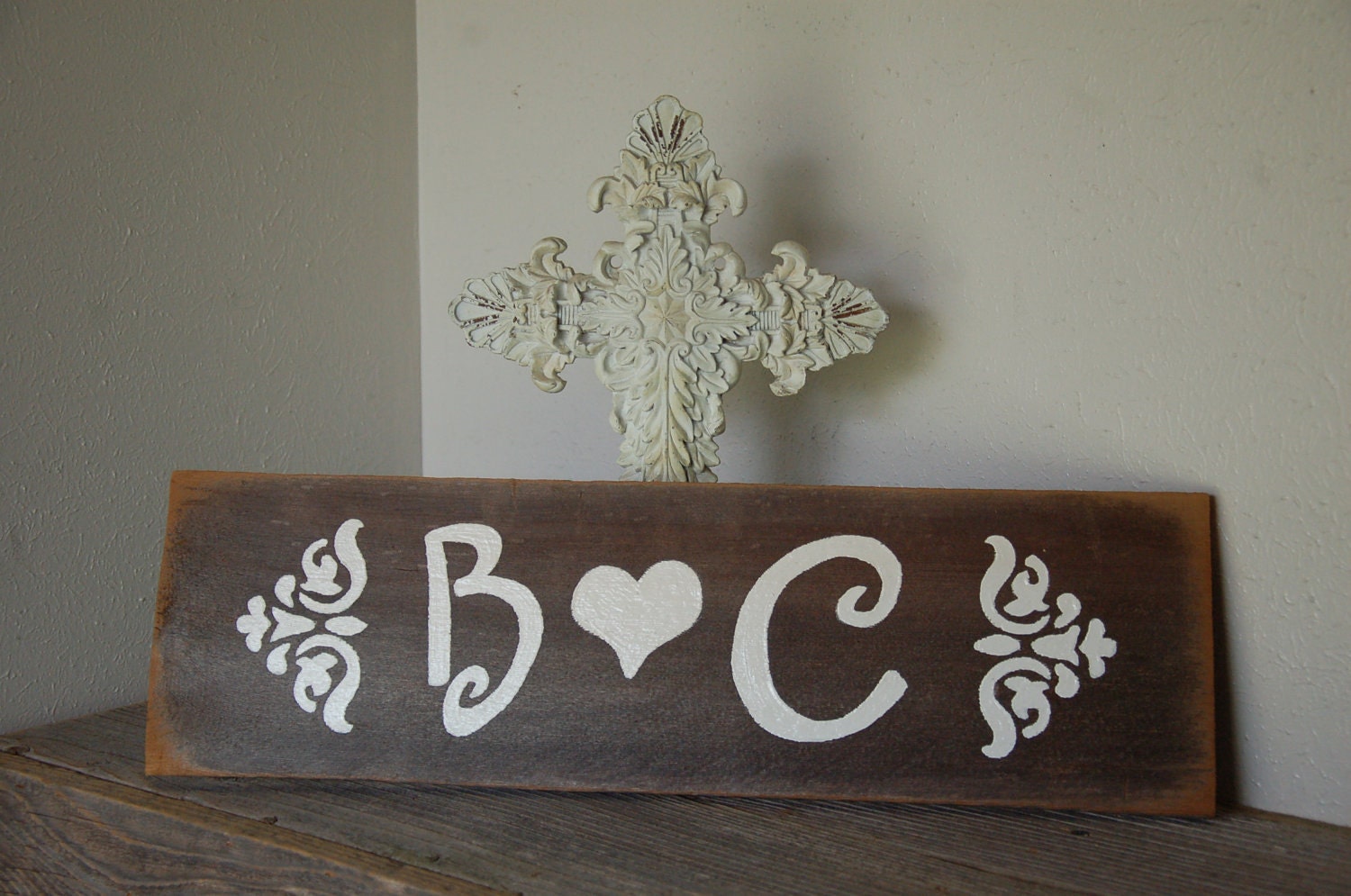 Hand Painted Wedding Signs. Initials Sign. Shabby French Country Wooden Signs.Wedding or Anniversary. Wedding Gift. Reception Decor