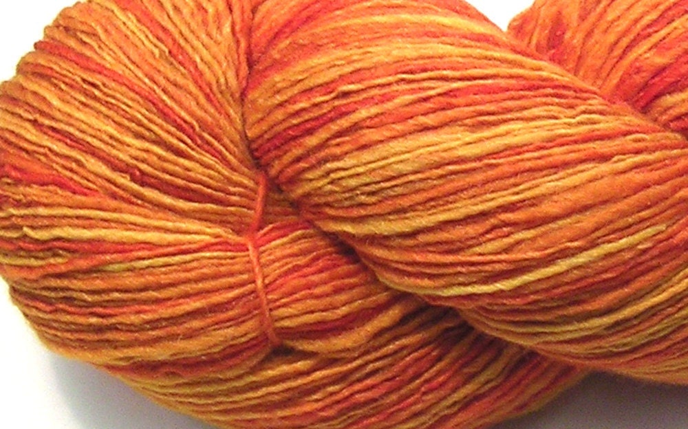 Handspun yarn, merino & silk singles, 559 yards - Marigolds