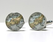Tokyo Japan 1899 Antique Map Cufflinks