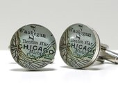 Chicago 1899 Antique Map Cufflinks