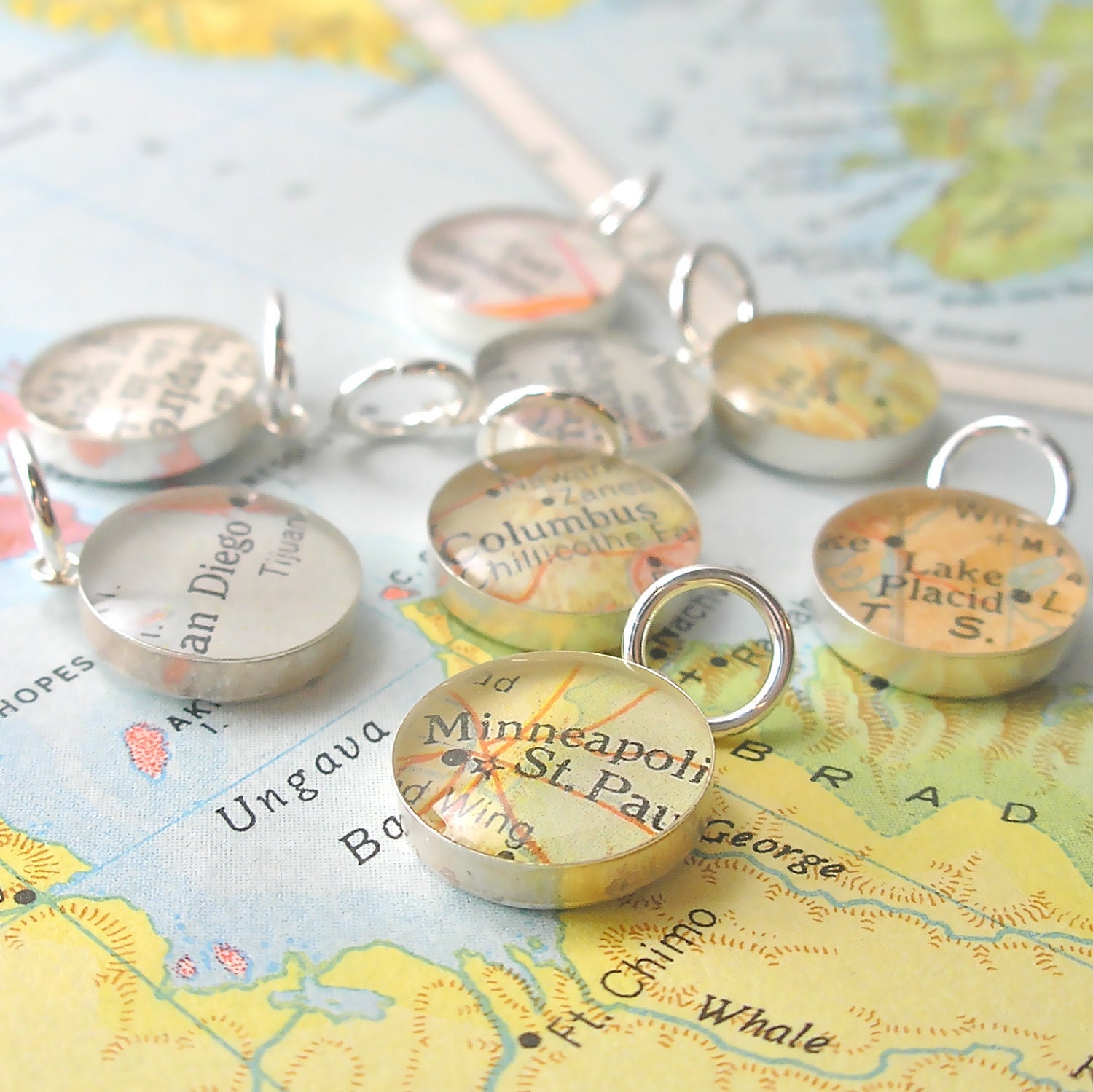 Bridesmaid Gift, Missionary, Will You Be My Bridesmaid, Sterling Silver Charms, Wine Charms, Map Charm