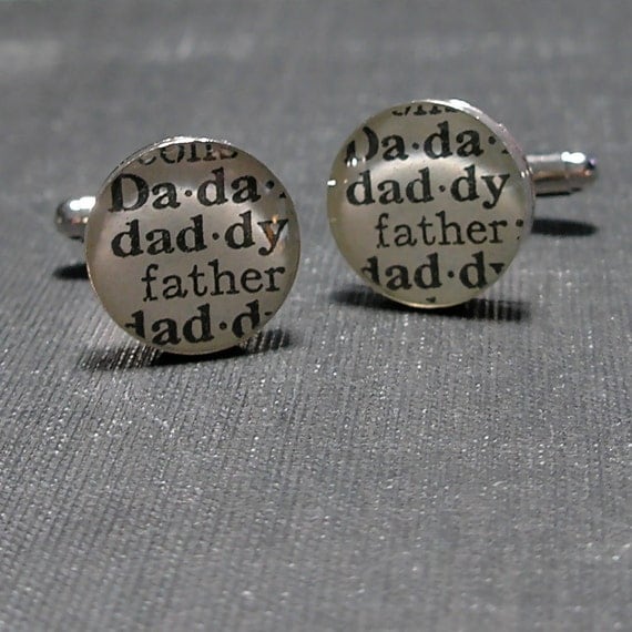 Daddy Dictionary Sterling Silver Round Cufflinks.