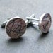 FALL SALE - 25 PERCENT SAVINGS - Vintage Map Sterling Silver Round Cufflinks. You Select the Journey.