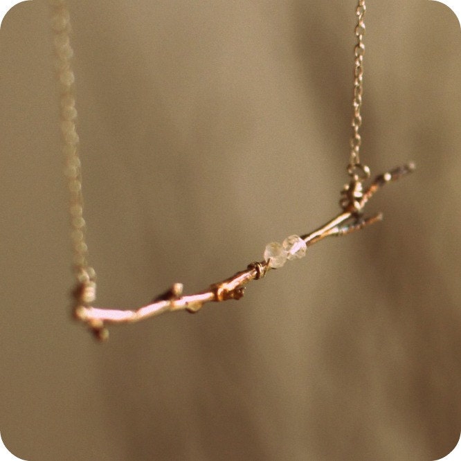 Personalized Gifts. Twig Necklace. Branch with 2 Birthstones.