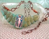 Campaspe. Mixed media brass pendant and copper chain necklace