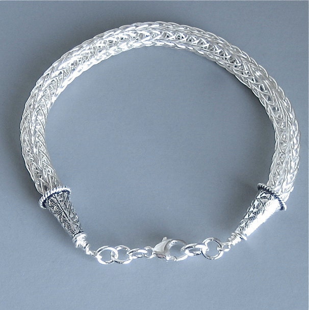 Silver Viking Knit Bracelet  Custom Order