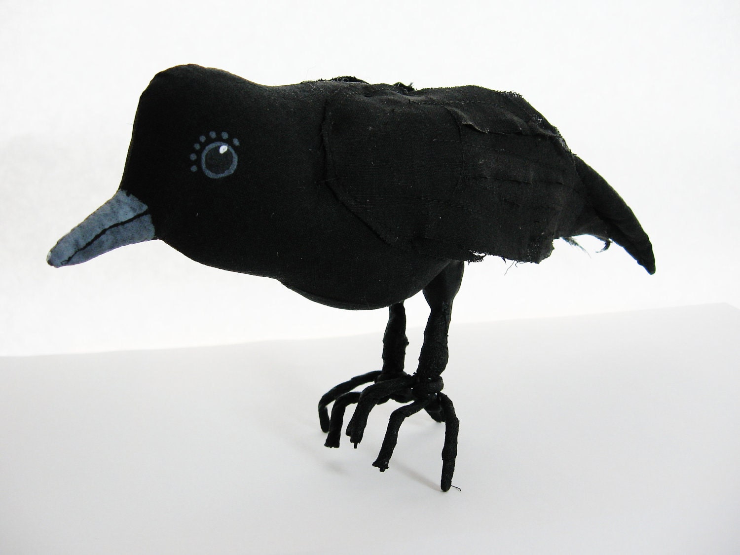 Crow Raven Black Bird Primitive Folk Art Soft Sculpture - digiliodesigns