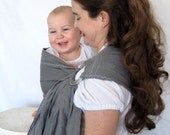 Linen Ring Sling Baby Carrier - Pure softened linen in Pewter - DVD included - 25 colors in shop