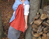 Linen Ring Sling Carrier - Fine Linen Double Layer Ring Sling - Terracotta and Sky Blue - DVD included