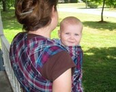 Woven Baby Wrap Sling - REVERSIBLE Jeweled Tone Plaid  - 2 looks in one - DVD included