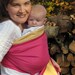 Baby Sling Carrier - Ring Sling  - Fine Linen Double Layer w Pocket - Reversible - Hollyhocks and Daffodils - DVD included